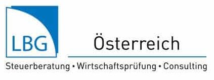 meinkarrierestart.at LBG Österreich-Logo mit blau-weißem Design und Text mit der Aufschrift „Steuerberatung • Wirtschaftsprüfung • Consulting.