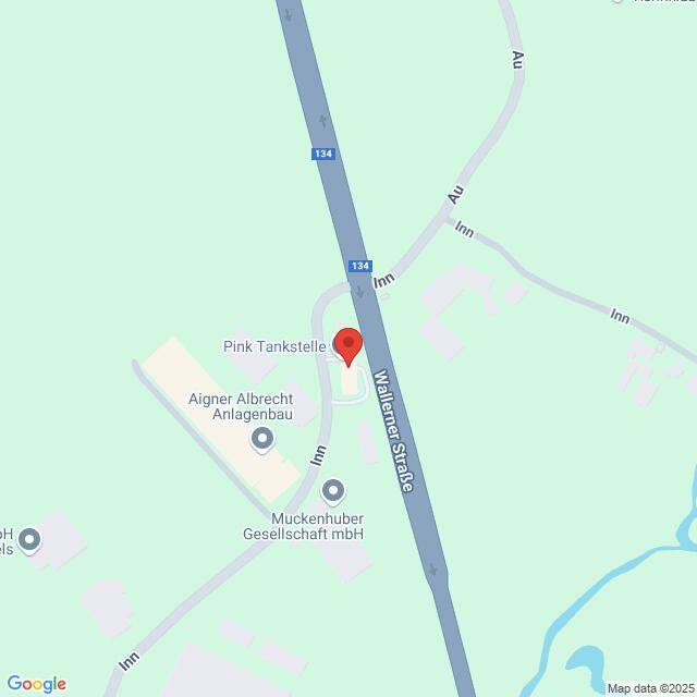 meinkarrierestart.at Karte mit den Standorten von Pink Tankstelle, Aigner Albrecht Anlagenbau und Muckenhuber Gesellschaft mbH in der Nähe der Wallner Straße und des Inns in Österreich.
